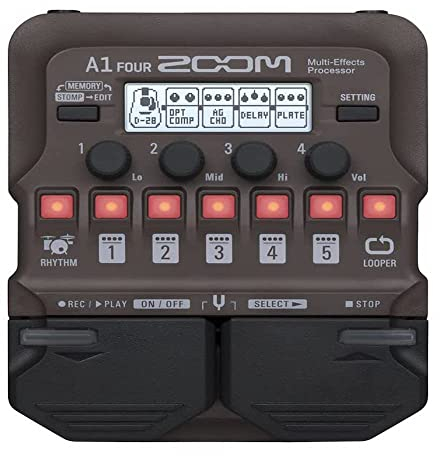 ZOOM A1 FOUR Multieffekt-Pedal für akustische Instrumente – Ideal für Gitarre, Saxophon, Violine, mit Looper, Drum-Maschine und über 80 Effekten