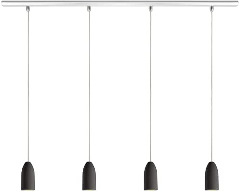 Buchenbusch urban design Beton Deckenlampe 4 flammig dark edition mit Textilkabel Kiesel, Lampe hängend vierflammig dimmbar