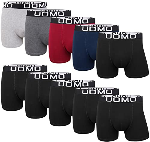 L&K 10-pack herr retroshorts, boxershorts, bomull, svarta, mångfärgade underkläder, 1116, Set med flera färger C, L