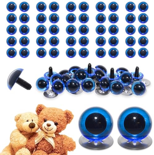 celloexpress 6mm Transparent Blue Crystal Eyes with Metal Backs - Safety Eyes for Soft Toy Teddy Bear Animal Making (Pack of 25 Pairs)