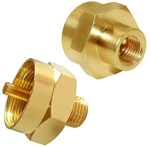 Joywayus Kit adattatore di ricarica per bombola di gas propano da 0,5 kg, filettatura maschio 1/4 x 1-20 femmina universale, raccordo in ottone per serbatoio NPT femmina da 1/4 (confezione da 2)