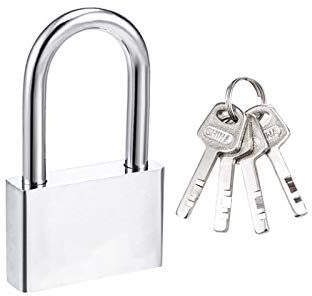 Lamondre Vorhängeschloss 50mm mit 4 Stück Schlüssel, Schlösser mit schlüssel, Langer Bügelstärke 8mm, Vorhängeschloss für Spind, Schuppen,Garagen,Zäune,Garten