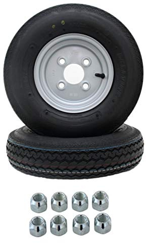 2 Stück Anhänger Deli Reifen Ersatzrad für Stema DDR Mittelloch 63mm Komplettrad 4.00-8/4.80-8 4PR Index 70M Rad inklusive 8x Kegelradmuttern
