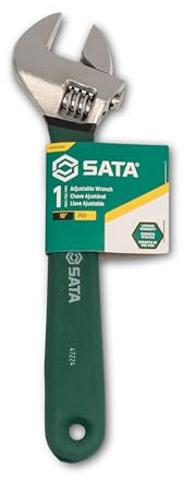 SATA ST47224SC Rollgabelschlüssel, Einmaulschlüssel, Englender, Schraubenschlüssel verstellbar 10/250 mm, aus Chrom-Vanadium Stahl mit Messskala und Tauchgriff