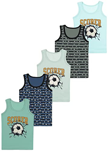 LOREZA ® 5 Jungen Unterhemden aus Baumwolle Tank Top (116-122 (6-7Jahre), Modell 6)