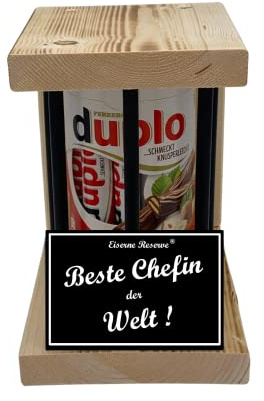duplo Riegel - Notfall Reserve - Black Edition - Beste Chefin der Welt - Chefin Geschenk - Die süße lustige Geschenkidee aus Holz für Männer und Frauen