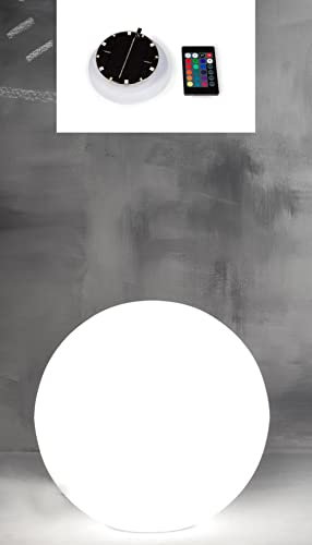 Sfera Lampada Design luminosa da Giardino diametro cm 45 con illuminazione dimmerabile a ricarica SOLARE LED RGB con telecomando. IP65. Made in Italy