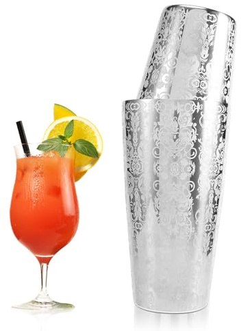 Dasing Coctelera Coctelera Boston de Acero Inoxidable 304 Barra de Ferramentas DiseñO de Grabado Boston Batidor de CoctéLes Juego de Latas