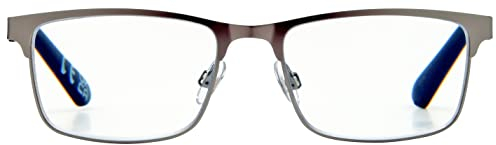 Foster Grant Larch Kyne Blue Light Reading Glasses, Gunmetal, +2.00 Magnification UK