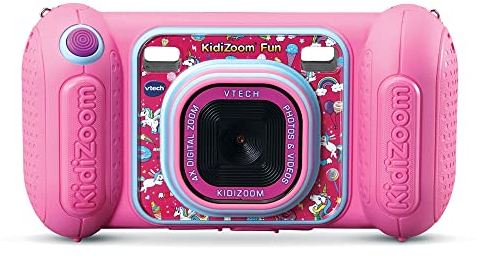 VTech - KidiZoom Fun Rose, Appareil Photo Numérique Enfant 9 en 1, Photos et Vidéos, Écran Couleur, Filtres, Cadres et Effets Rigolos, Cadeau Enfant de 3 Ans à 10 Ans - Contenu en Français