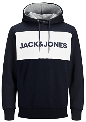 JACK & JONES Sudadera con Capucha para Hombre con Logotipo de Bloqueo de Color, Azul (Navy Blazer/Reg)., XXXL