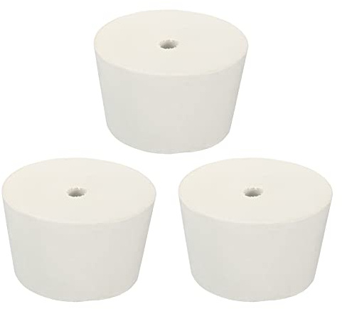 sourcing map 3Stk Gummi Konisch Stecker 51mm bis 62mm mit Loch Test Rohre Stöpsel Stopfen Weiß für Lab Haus