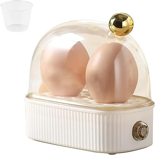 Cocedor de huevos eléctrico compacto, cocedor de huevos pequeño portátil, cocedor de huevos 2 huevos, el mejor cocedor de huevos cocina los tres niveles de cocción,Blanco