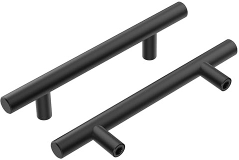 Qobobo 10 Stück Schrankgriffe Edelstahl Griff Möbel Schwarz Möbelgriff Küchengriffe Schwarz 128mm Schubladengriffe Schrankgriff Schranktürgriffe Möbelgriffe 128 * 200 * 32mm