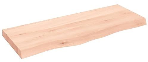 vidaXL Waschtischplatte, Tischplatte für Badezimmer, Massivholzplatte mit Naturkante, Holzplatte Arbeitsplatte Bad Waschtischkonsole Platte, Massivholz Unbehandelt