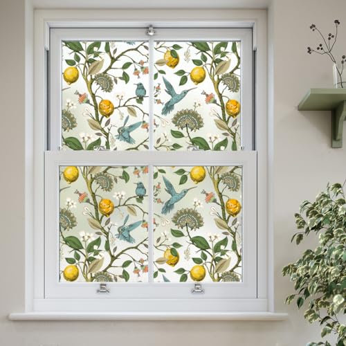 Sichtschutzfolie 3D Fensterfolie Glasdekorfolie PVC für Badezimmer Kinderzimmer Küche,Schlafzimmer Wohnzimmer Esszimmer Büro Hotels Klassenzimmer 44.5cmx300cm Zitrone