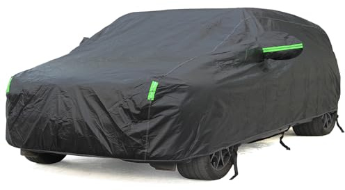 BEXITA Autoabdeckung wasserdichte Autoplane für Regen Sonne Staub Schutz mit Baumwollfutter Atmungsaktiv Autoabdeckung Schwarz Vollgarage Wagon; Größe L: Max490cm