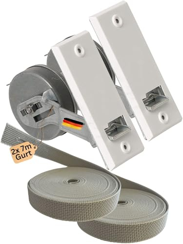 Rollwin 2x Gurtwickler Unterputz 105mm inkl. 2x 7m Gurt – Rolladen Gurtwickler Unterputz Weiß für 23mm Rolladengurt – Einlasswickler aus Deutschland – Rolladenwickler Rollo Aufwickler Gurtaufroller