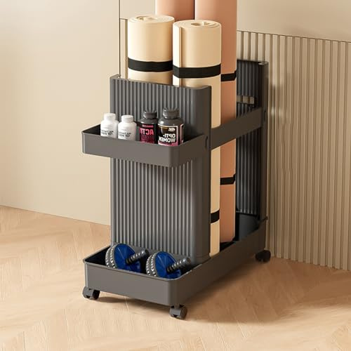 Yogamattenkorb | Yogamatten-Aufbewahrungskorb | Halterung for Fitnessgeräte | Trainingsmattenkorb | Aufbewahrungsregal for Yoga-Blöcke, Hanteln, Yoga-Räder, Kettlebells, Schaumstoffrollen (Color : Gr