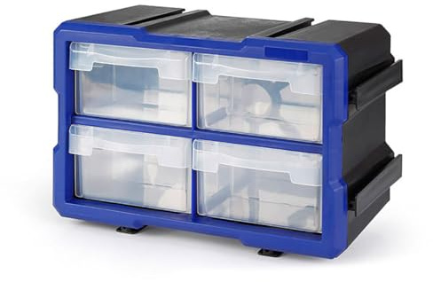 Workpro Mehrzweck-Schublade, transparent, 4 Schubladen, stapelbar