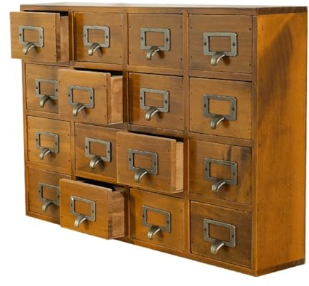 Bafnsiji Holz-Speicher-Fach-Einheiten, Holzkiste mit 9/16 Schubladen, Mini Kommode von Schubladen, Schmuck Box Geschenke für die Lagerung, Holz Vintage Stauraum,A50cm