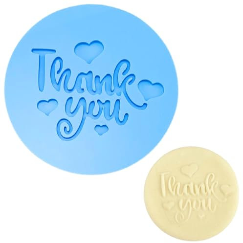 Crethinkaty Teachers' Day Fondant-Prägestempel Thank you with Heart, 3D-erhöhtes Design, Keksstempel zum Backen von Keksen, Dekorieren von Kuchen, Zuckerpaste, Cupcake