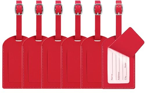 6 Stück Kofferanhänger Gepäckanhänger Reise Für Koffer, Kofferanhänger ID Etikett mit Adressschild Namenschild Wasserdichte Tags für Geschäftsreise (Weiß & Rot & Braun & Kurkuma & Lila & Hellblau)