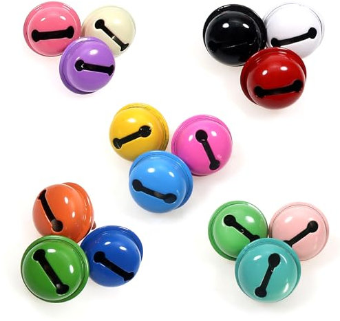TOAOB Lot de 60 Cloches en Métal Colorées avec œillet 22mm Petites Clochettes Multicolore Grelots en Métal Clochette pour Bricolage Fabrication de Artisanat Bijoux Décoration de Festival de Noël