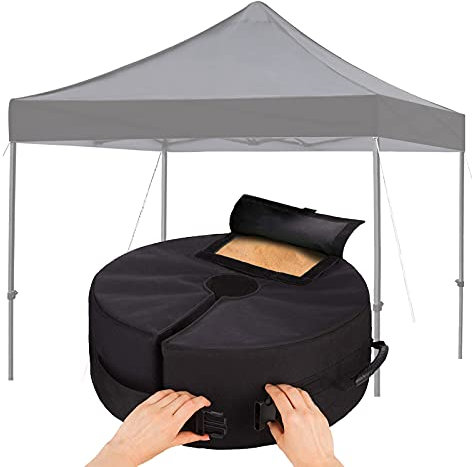 Lot de 4 sacs de lestage ronds résistants aux intempéries avec poignées pour parasol déporté ou auvent de jardin
