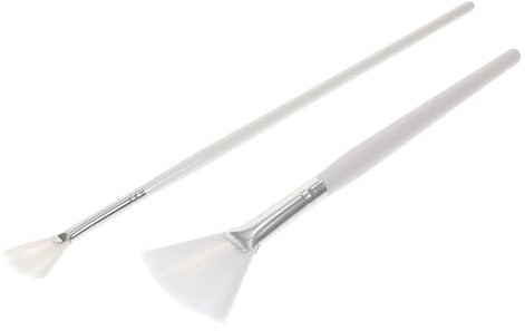 Pinceau Applicateur de Masque Facial Éventail 2 Pièces Blanc | Poils en Nylon, Manche Aluminium, Nettoyage Facile, pour Petites et Grandes Zones du Visage
