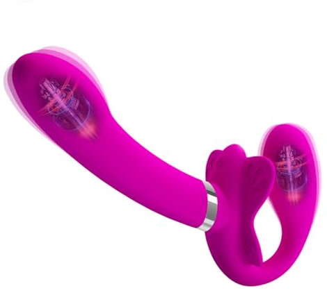 Jinqian Doppel Dildo Vibrator Vibratorensets für Frauen mit Fernbedienung,Strapless Strap-On Paarevibrator mit 12 Vibrationsmodi G-punkt Klitoris Massager Sexspielzeug für Paare Sex
