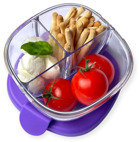 Yumbox Snack Bowl, Leakproof 3 Compartments, Removable Lid, Microwave, Dishwasher Safe, Kids Snacks, Granola Bowl, Snacks for school, work, travel (Hazy Purple) (Hazy Purple)