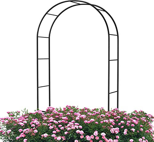 Pergola de jardin en métal pour plantes grimpantes, décoration de vigne, résistante aux intempéries, treillis de fleurs de mariage (noir, 120 x 220 cm)