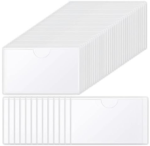 100 Stück Etikettenhalter Selbstklebend 10 x 6 cm, Transparente PVC Visitenkartenhalter, Photocard Holder, Scheckkartenhülle, Namensschildhalter, Klebetasche für Büro, Zuhause, Schule, Organisation