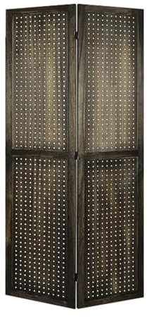 Genérico Estante de Almacenamiento de Pared de Tablero Perforado, Separador de ambientes de 8 Paneles, Pantalla de privacidad Plegable de Tablero Perforado, Separador de ambientes de Madera para Dorm