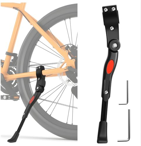 unillea Bike Kickstand, Bike Stand Kick, Adjustable Aluminium Alloy Bicycle Stand, Suitable for Mountain Bike & Road Bike Durable Easy to Install Includes Tools Ideal for Bike Accessories