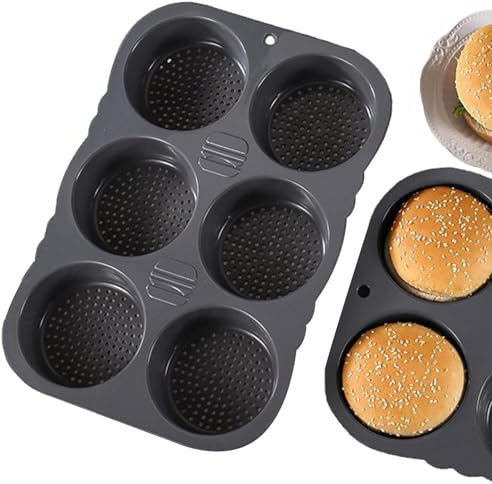 burgr Bun Mold – Silicone Cavity Tray, Muffin Top Bakeware | Non-Stick Hamburger Maker Pan, Flexible Baking Sheet, Reusable Pan for English Muffins, Bread, Sandwich Rolls