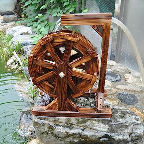 Fuente de rueda de agua, decoración de jardín de madera, vista de balcón al aire libre, función de cascada de estanque Feng Shui