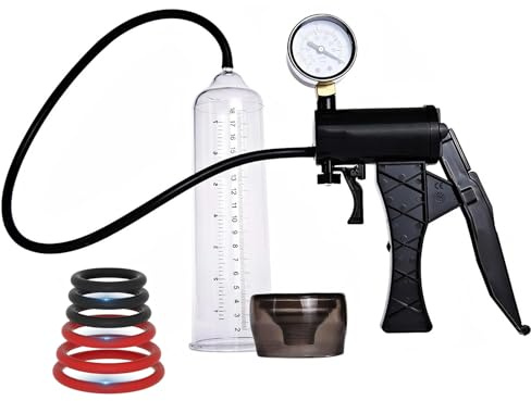 Pompe a Penis avec Manomètre Sex Toys Pompes à Pénis Manuelle avec 6 Anneaux pour Agrandir Son Pénis Pompe Penis avec Lignes Graduées pour l'Exercice de l'Erection du Pénis Masculin (B)