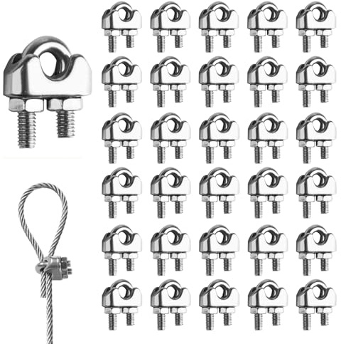 30 Pcs M3 Stainless Steel Wire Rope Clips 3mm, M3 Cable Clamps for 3mm Wire Rope Clamps, U Bolt Saddle Fasteners for Tensioning Wires Ropes in Industry Household Industries Shipping