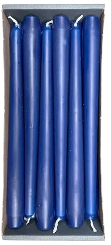 Nordring 12 velas puntiagudas de 2,3 cm x 25 cm de alto, color azul oscuro, certificado RAL, sin goteo y sin humo, aprox. 8 horas de combustión, decoración de mesa y candelabros