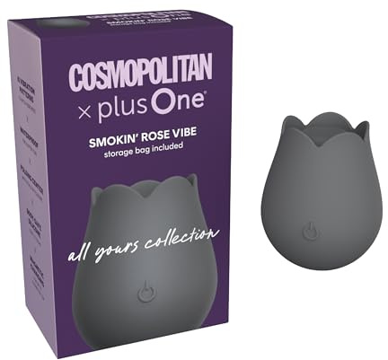 Cosmopolitan X plusOne Smokin' Rose Petal Vibe Discreet Bullet Vibrator – G Spot Vibrator Clitoral Stimulator with 10 Vibration Modes, Waterproof Adult Sex Toy, External Massager, Sex Toys for Women