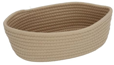 Focket Canasta de Almacenamiento de Cuerda de Tejido, Cesta de Algodón Ovalado Grande con Diseño Superior Abierto para la Guardería o Organización del Hogar (M)