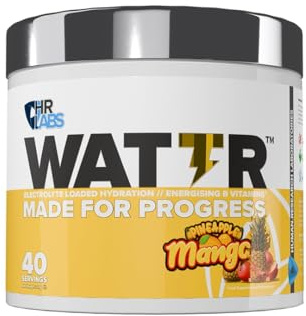 HR Labs WATTR™ Electrolyte Loaded Hydration Powder with Energising B Vitamins. 40 Servings, 320g, 7 Great Tasting Flavours (320g, Pineapple & Mango)