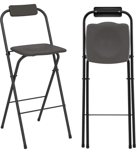 RELAX4LIFE Set di 2 Sedie Pieghevoli da Esterno, Sedie da Giardino Portatili con Schienale Inclinato e Poggiapiedi, Struttura in Metallo, Senza Montaggio per Interno Feste (Grigio, 48x43x101cm)