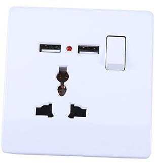 FUTUREORYY Enchufe de Pared white con Doble USB y Interruptor | Salida USB Dual Instalación Sencilla con Tornillos Plástico Rígido Ignífugo y Metal para Celulares y Mp3