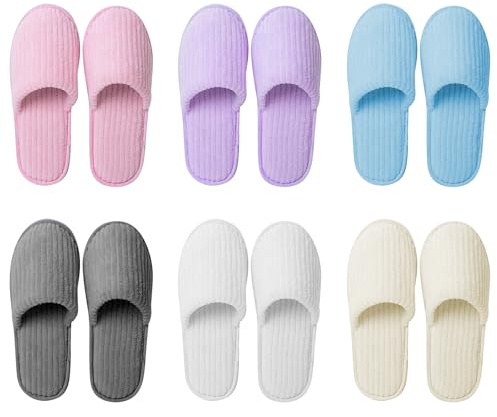 SUNOYA Pantoufles d'hôtel, universelles, antidérapantes, pour invités, unisexes, taille 39-43, bleu, lot de 6 paires