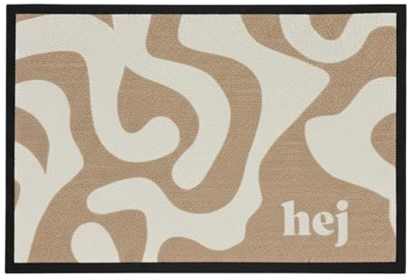 Kafloor Design Fußmatte HEJ | Schmutzfangmatte waschbar & rutschfest | Fußabtreter modern mit Spruch in Braun für Innen & Außen - - 40 x 60 cm