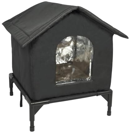 MagiDeal Niche d'extérieur pour Chat, abri isolé et Coupe-Vent en Tissu Oxford, Tente Chaude pour l'hiver, véranda, Patio, Jardin, M Black