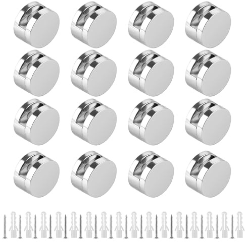 LDXDRU 16 supporti per specchio da parete, Ø 22 x 13 mm, fissaggio a morsetto, distanziatore, supporto in vetro per specchio in vetro spesso 3 – 5 mm, immagini in vetro acrilico